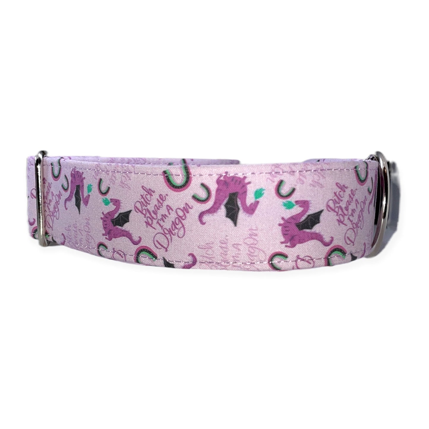 Bitch Please, I’m a Dragon Dog Collar- Martingale- Quick Release- No Buckle Slide- Leash- Handmade Dog Collars