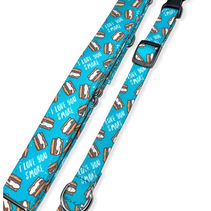 I love you smore Dog Collar- Martingale- Quick Release- No Buckle Slide- Leash- Handmade Dog Collars