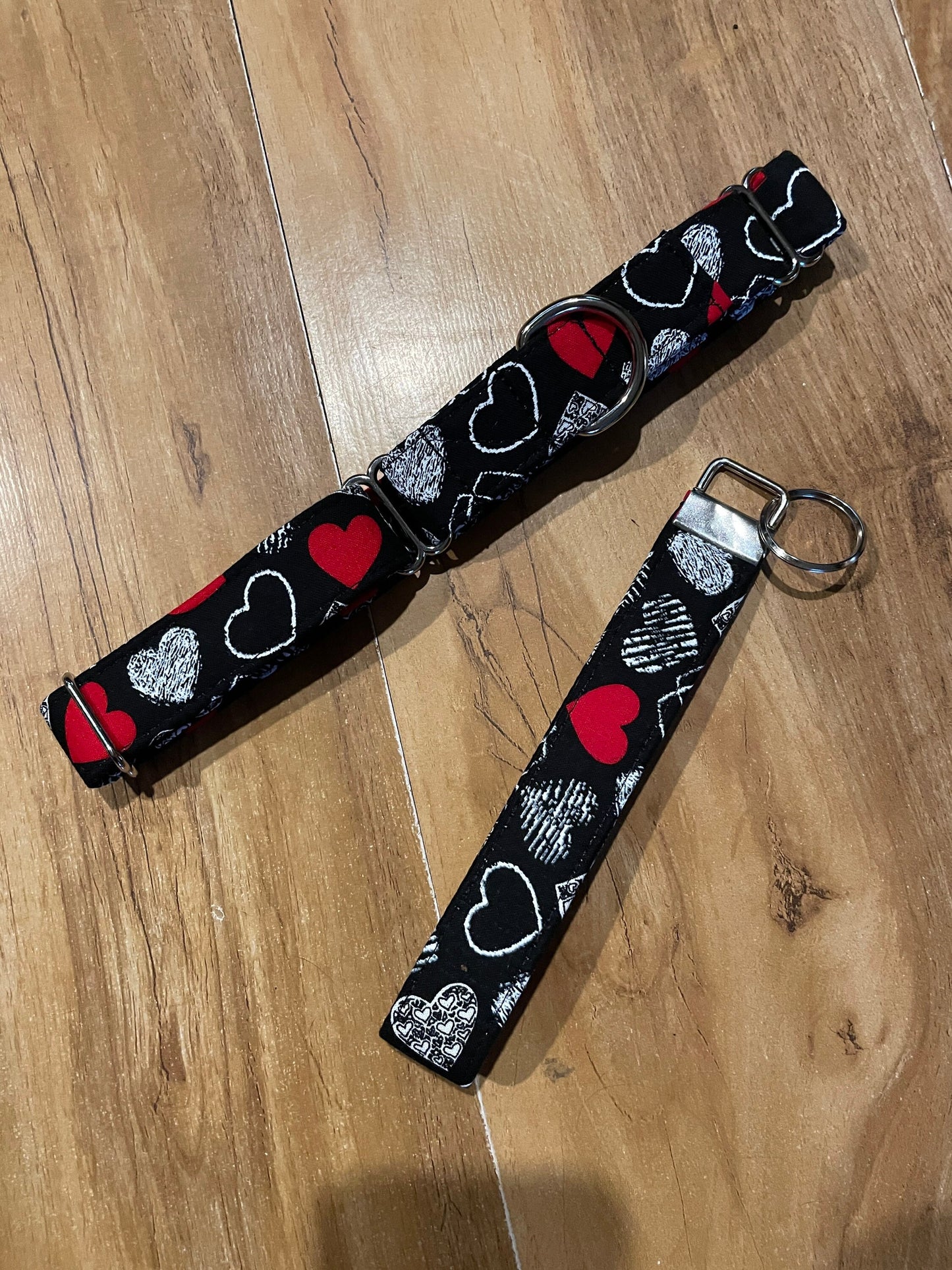 Happy Valentines Day Dog Collar- Martingale- Quick Release- No Buckle Slide- Leash- Handmade Dog Collars