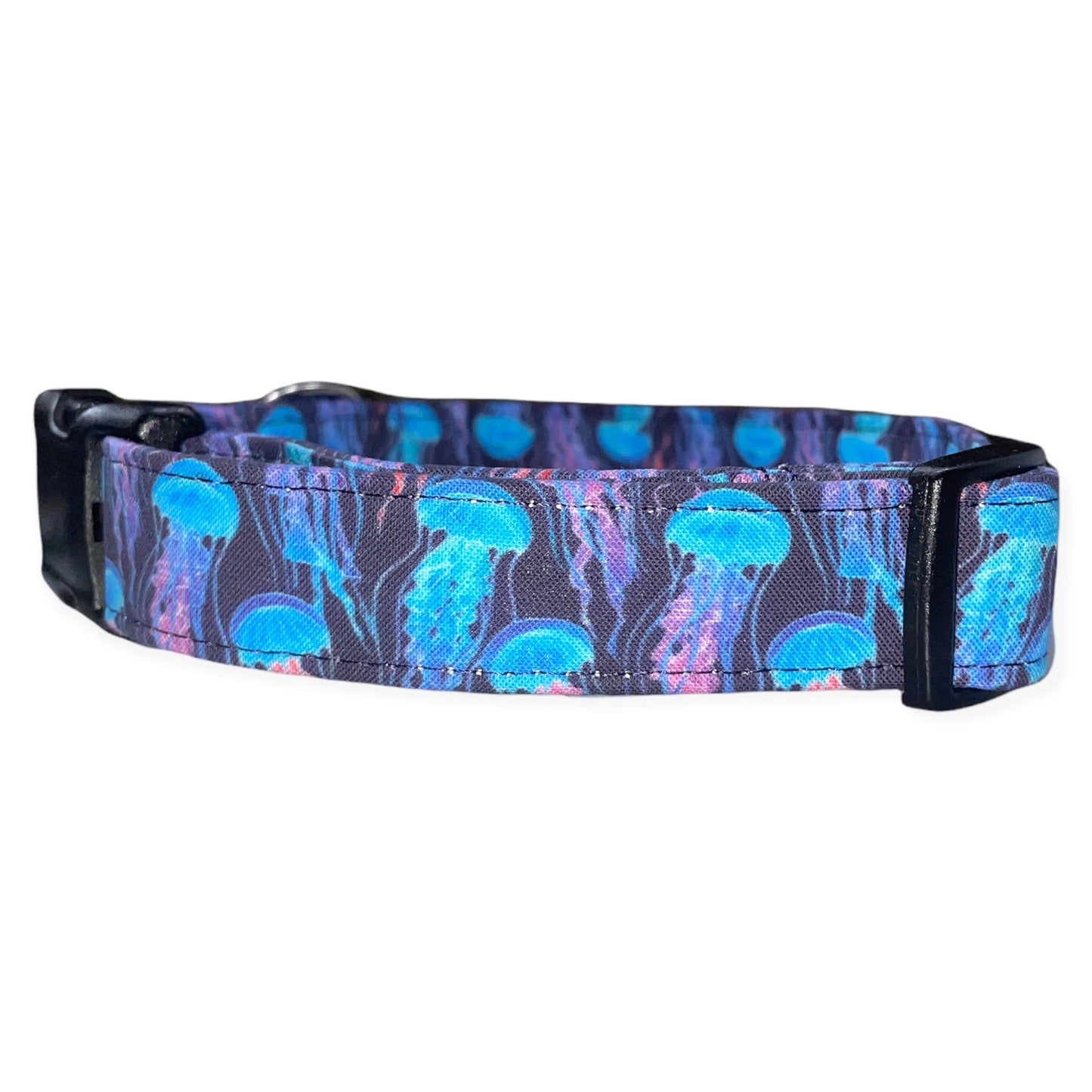 Neon Jelly Fish Dog Collar- Martingale- Quick Release- No Buckle Slide- Leash- Handmade Dog Collars