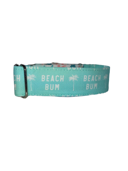 Beach Bum Dog Collar- Martingale- Quick Release- No Buckle Slide- Leash- Handmade Dog Collars