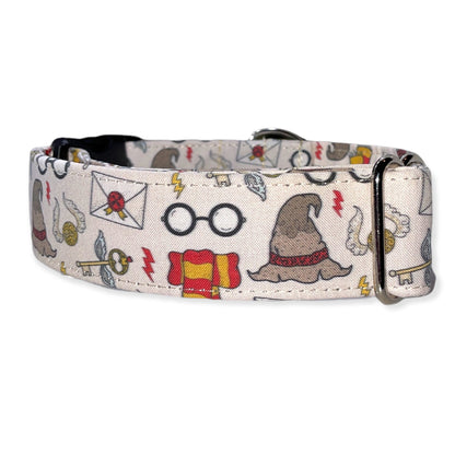 Wizards and Witches Dog Collar- Martingale- Quick Release- No Buckle Slide- Leash- Handmade Dog Collars