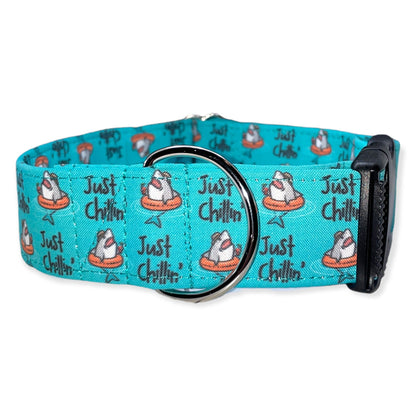 Just Chillin’ Dog Collar- Martingale- Quick Release- No Buckle Slide- Leash- Handmade Dog Collars