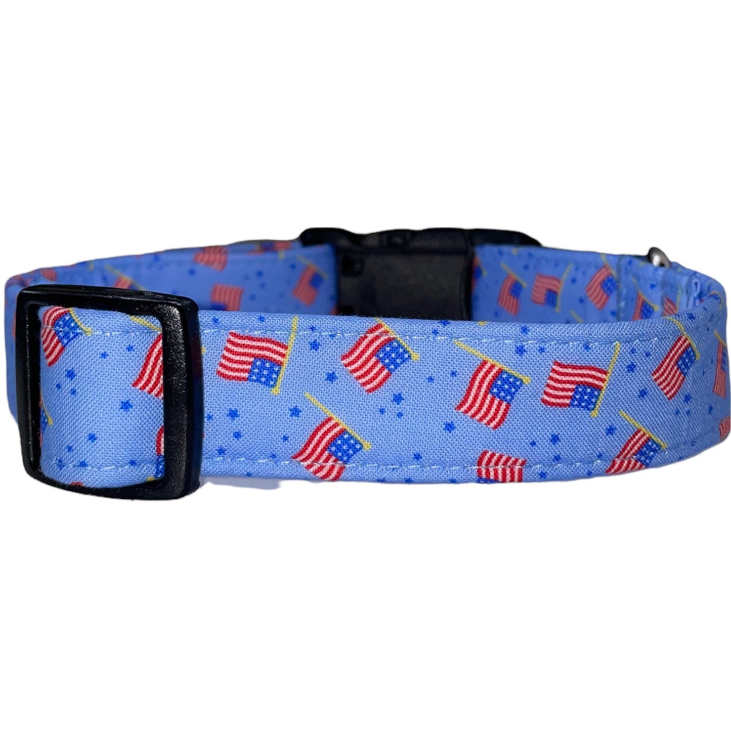 American Flag Dog Collar- Martingale- Quick Release- No Buckle Slide- Leash- Handmade Dog Collars