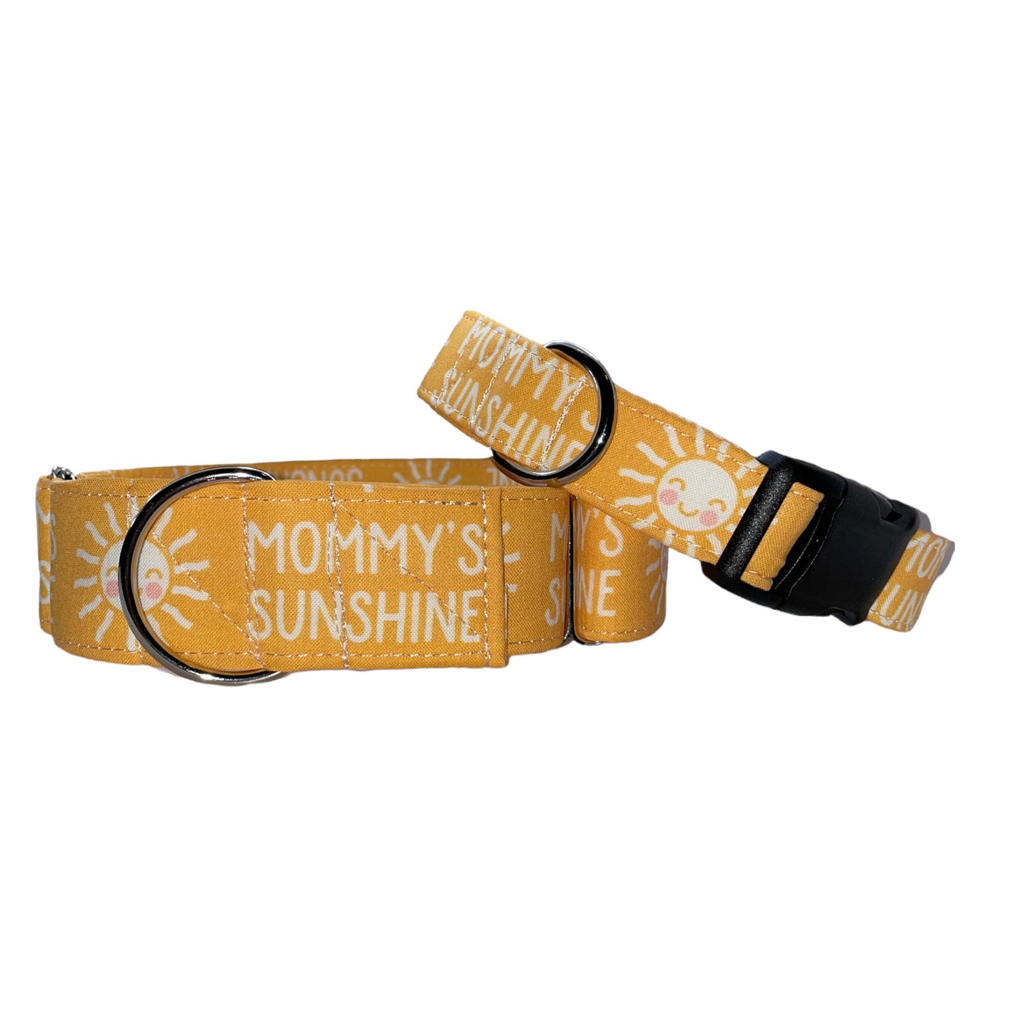 Mommy’s Sunshine Dog Collar- Martingale- Quick Release- No Buckle Slide- Leash- Handmade Dog Collars