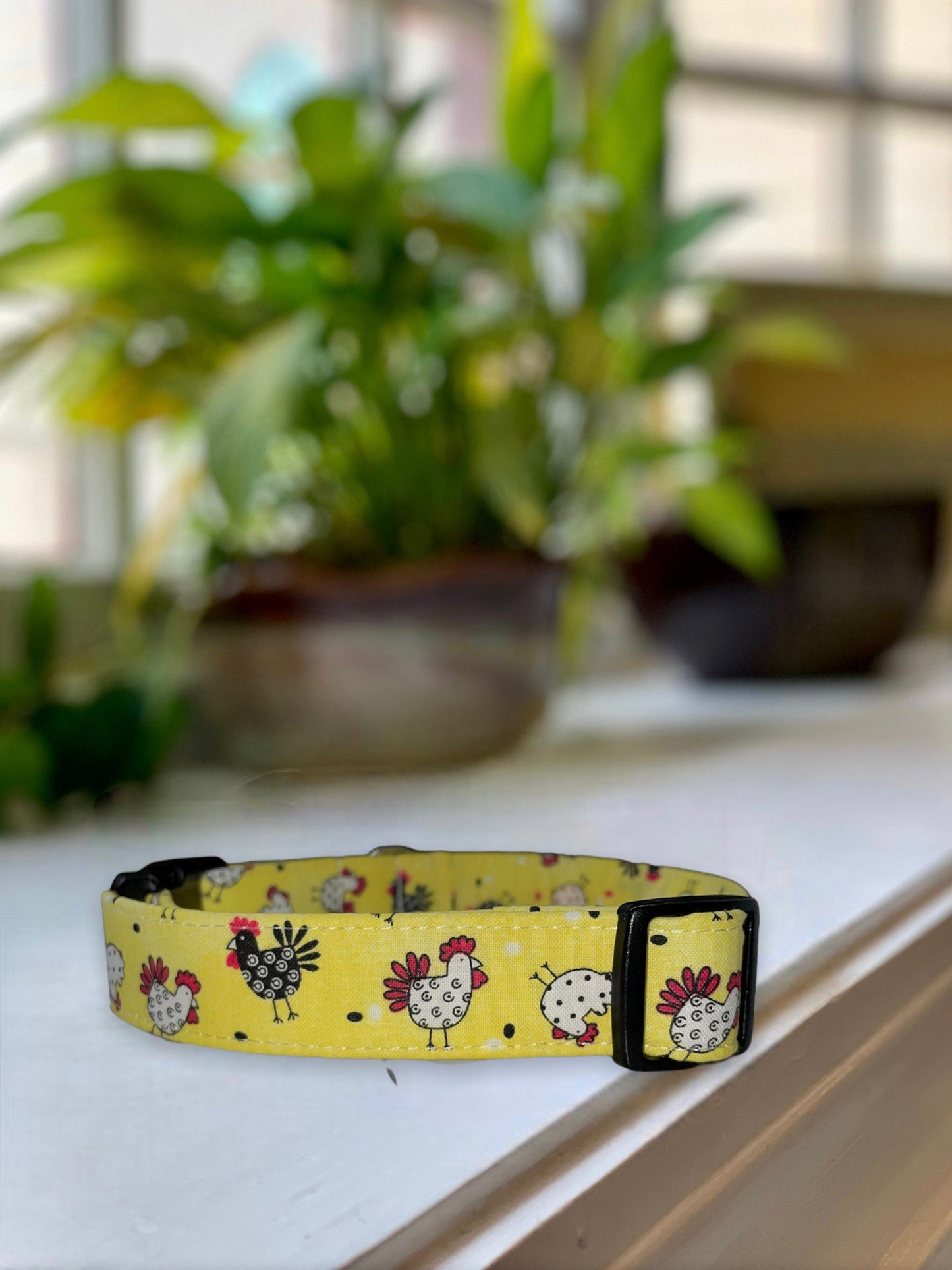 Here Chickie Chickie Dog Collar- Martingale- Quick Release- No Buckle Slide- Leash- Handmade Dog Collars