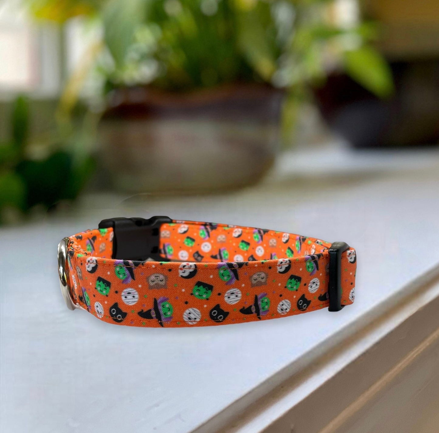 Halloween Mini’s Dog Collar- Martingale- Quick Release- No Buckle Slide- Leash- Handmade Dog Collars