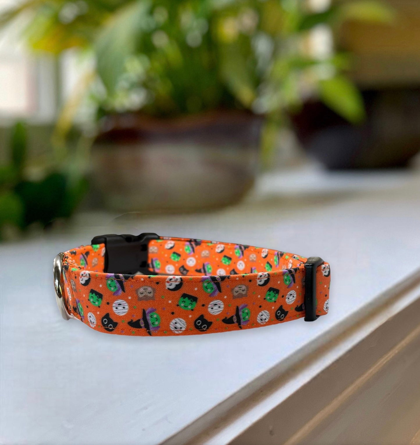 Halloween Mini’s Dog Collar- Martingale- Quick Release- No Buckle Slide- Leash- Handmade Dog Collars