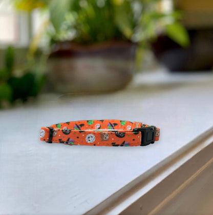 Halloween Mini’s Dog Collar- Martingale- Quick Release- No Buckle Slide- Leash- Handmade Dog Collars