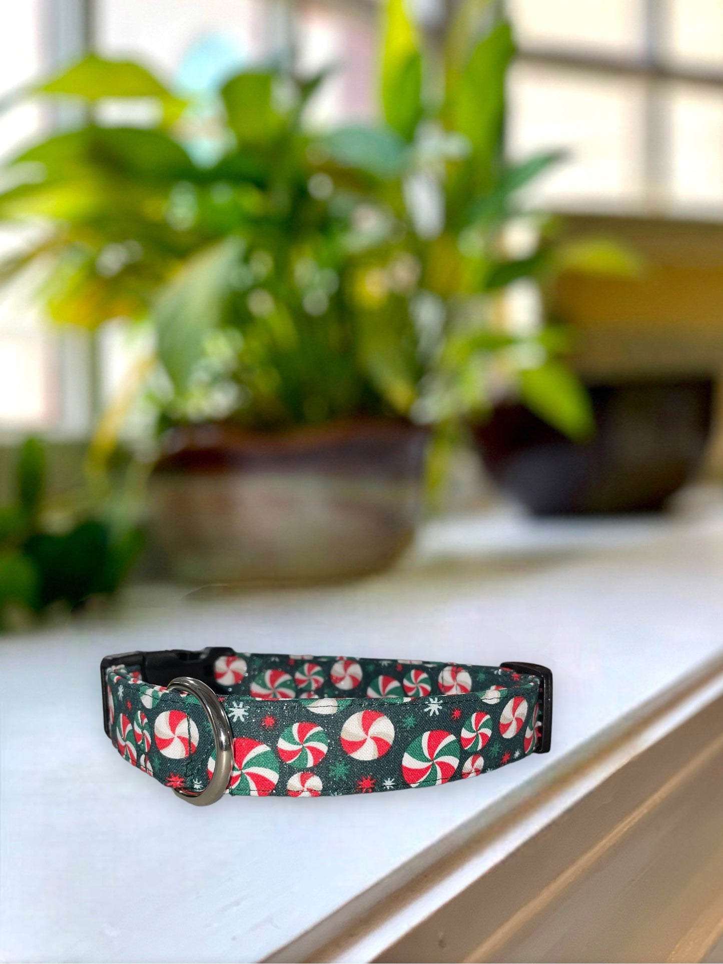 Peppermints Dog Collar- Martingale- Quick Release- No Buckle Slide- Leash- Handmade Dog Collars