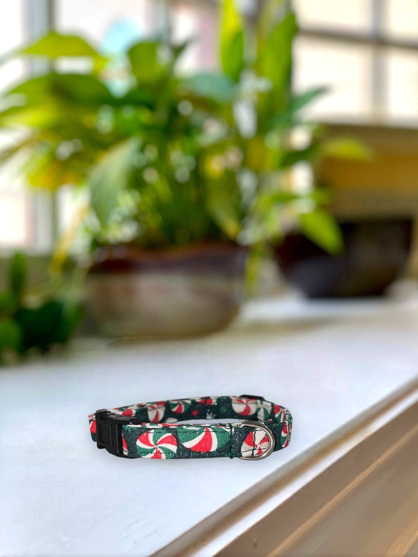 Peppermints Dog Collar- Martingale- Quick Release- No Buckle Slide- Leash- Handmade Dog Collars