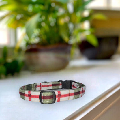 Warm Plaids for Christmas Dog Collar- Martingale- Quick Release- No Buckle Slide- Leash- Handmade Dog Collars