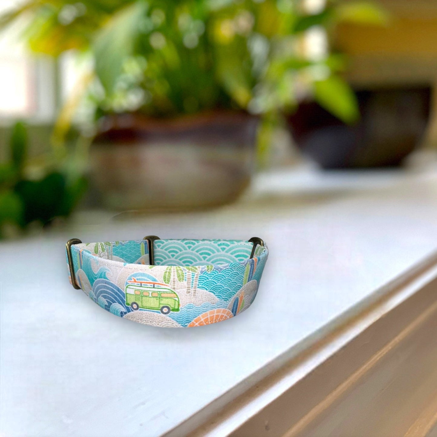 Beach Crusing Dog Collar- Martingale- Quick Release- No Buckle Slide- Leash- Handmade Dog Collars