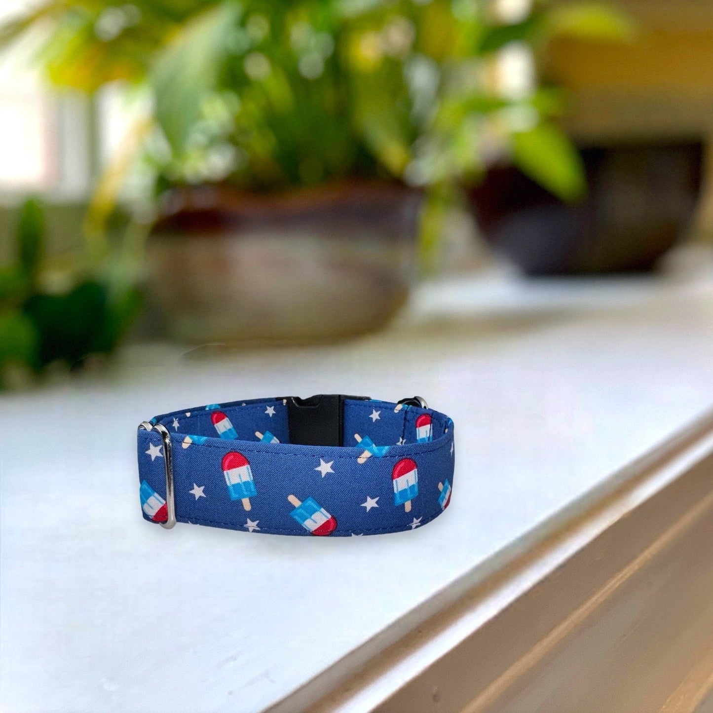 American Popsicle Dog Collar- Martingale- Quick Release- No Buckle Slide- Leash- Handmade Dog Collars