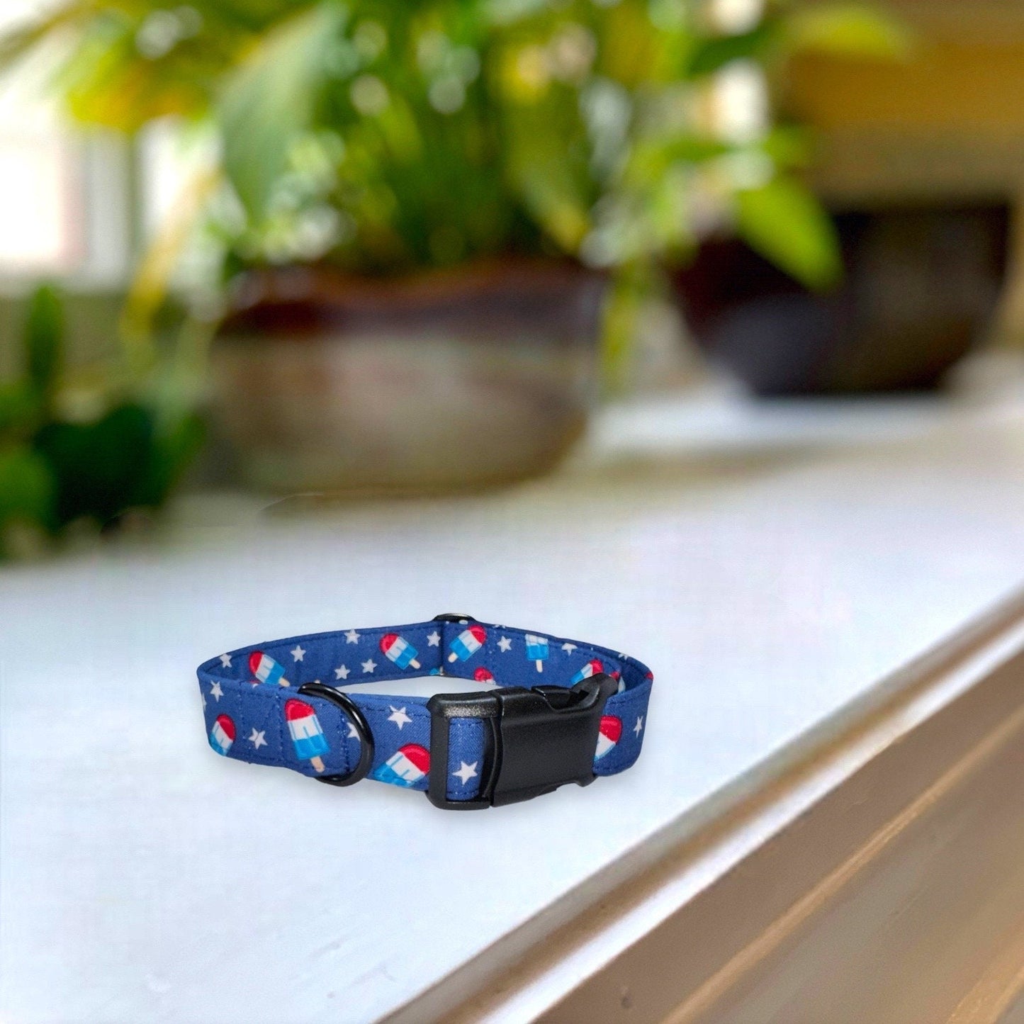 American Popsicle Dog Collar- Martingale- Quick Release- No Buckle Slide- Leash- Handmade Dog Collars