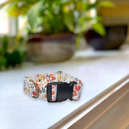 Summer Garden Dog Collar- Martingale- Quick Release- No Buckle Slide- Leash- Handmade Dog Collars