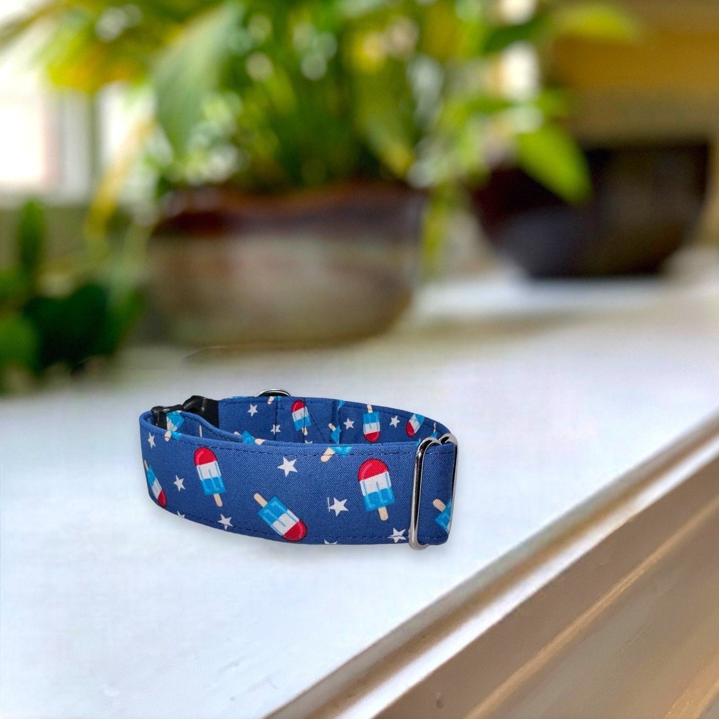 American Popsicle Dog Collar- Martingale- Quick Release- No Buckle Slide- Leash- Handmade Dog Collars