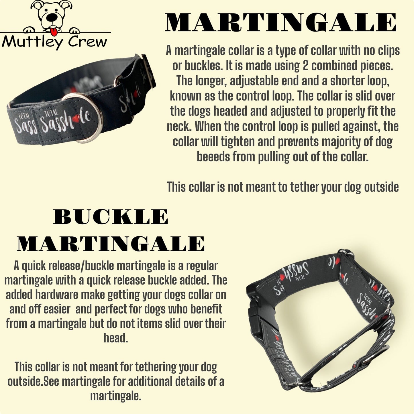 Mama’s Boy Dog Collar- Martingale- Quick Release- No Buckle Slide- Leash- Handmade Dog Collars